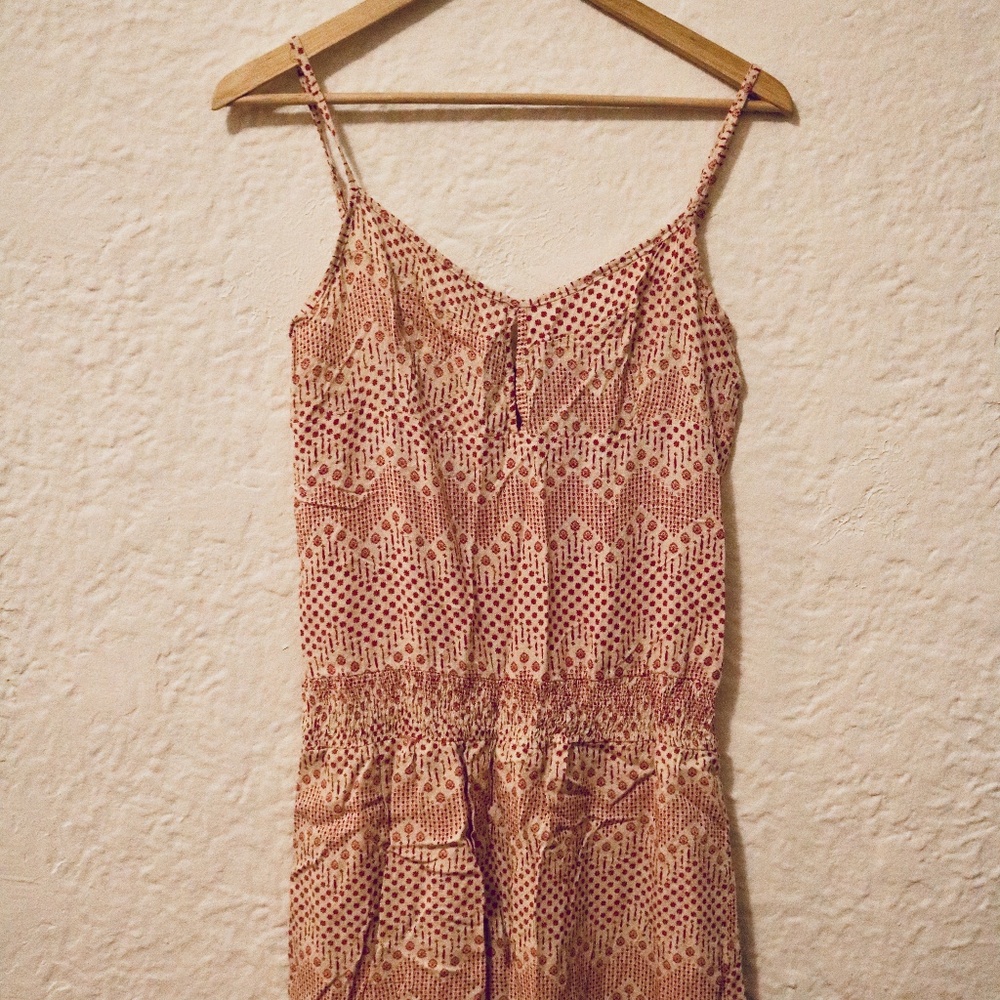 ECLECTIC Short Summer Print Dress Cream/Pink XS